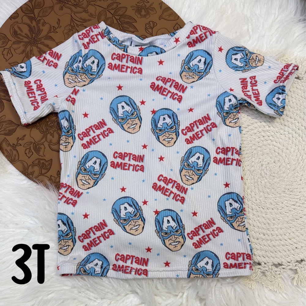 Captain America Toddler Short Sleeve Tee - White/Blue/Red